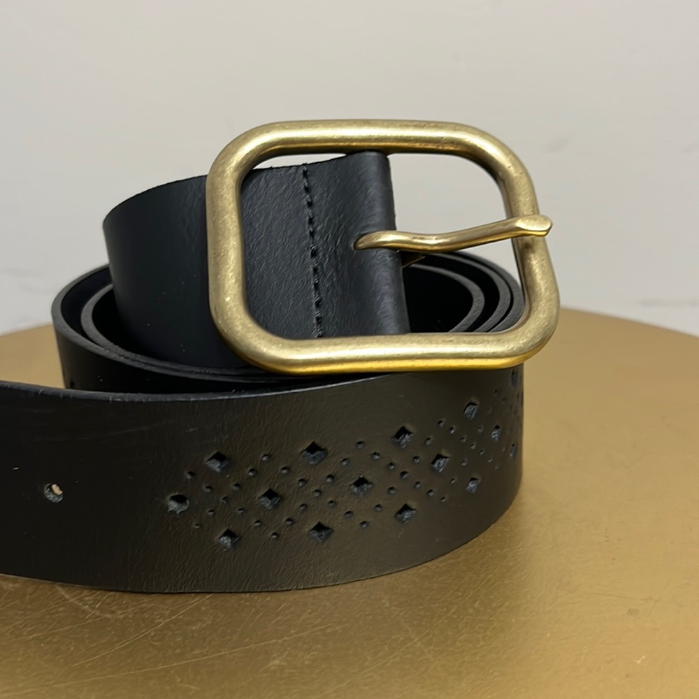 ANTONIAZZI Black Leather Belt Size Large